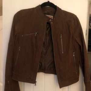 Levis brown distressed leather jacket